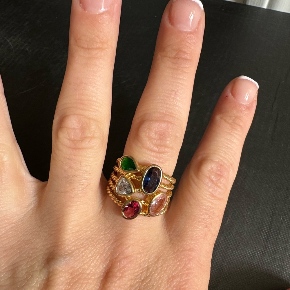 Gold Ring With Multi Colored Stones